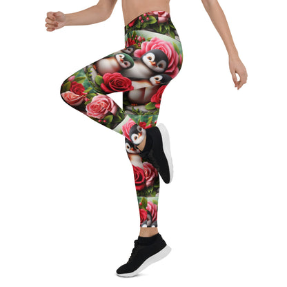 Penguins and Roses Leggings - Gregg Acini Adoree Designs - Leggings