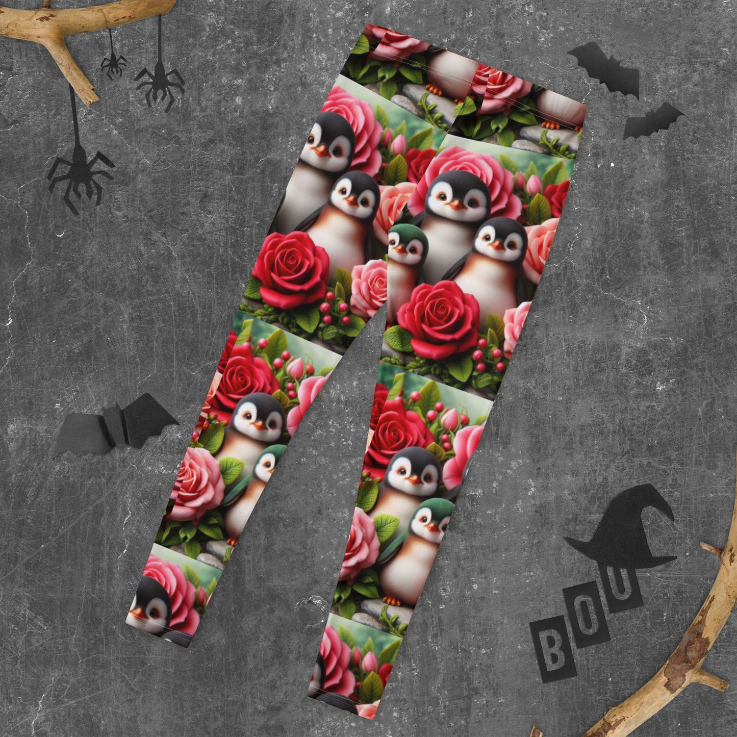 Penguins and Roses Leggings - Gregg Acini Adoree Designs - Leggings