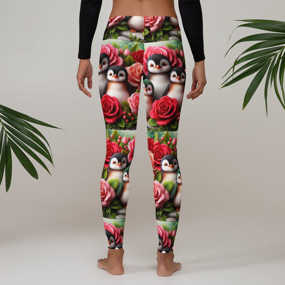 Penguins and Roses Leggings - Gregg Acini Adoree Designs - Leggings