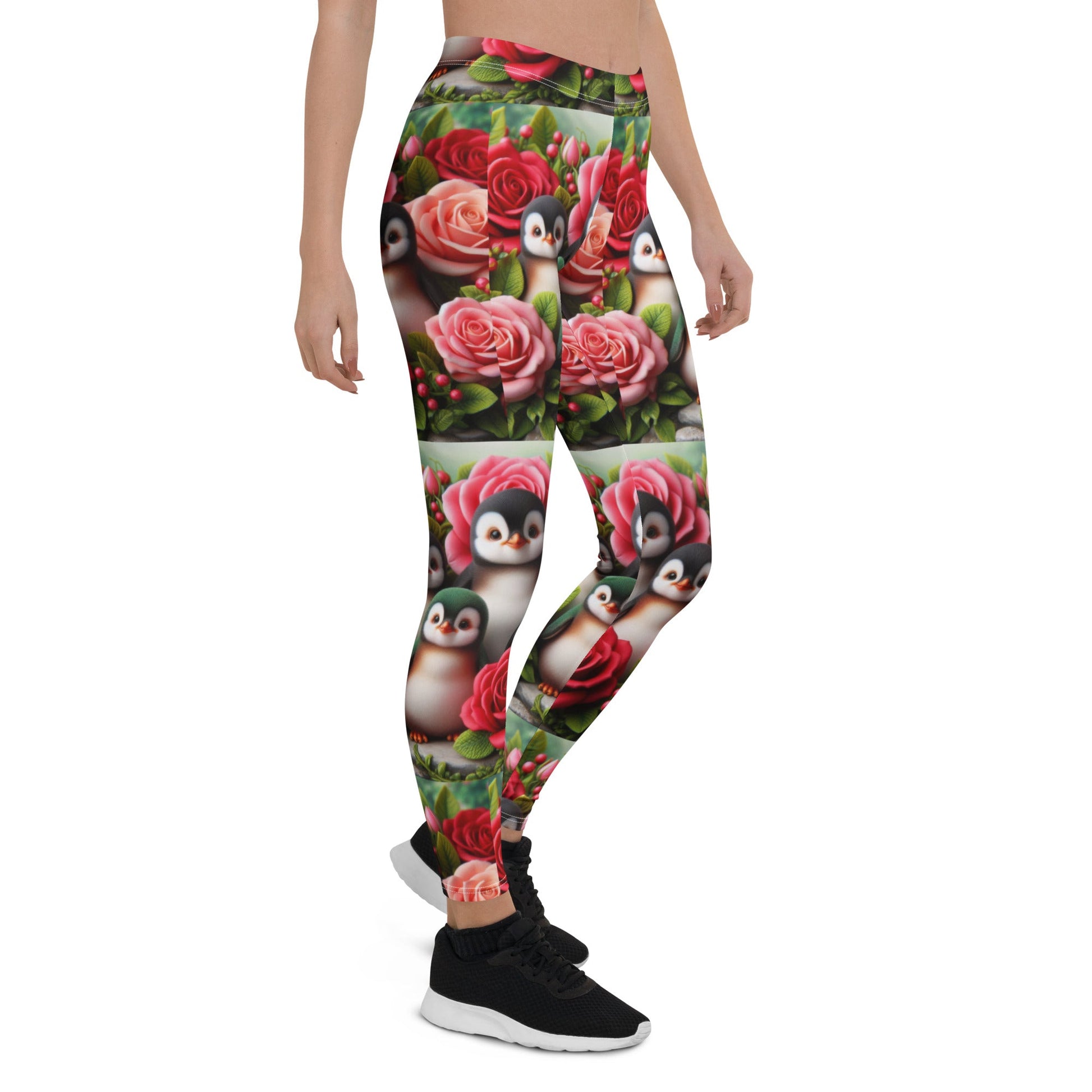 Penguins and Roses Leggings - Gregg Acini Adoree Designs - Leggings