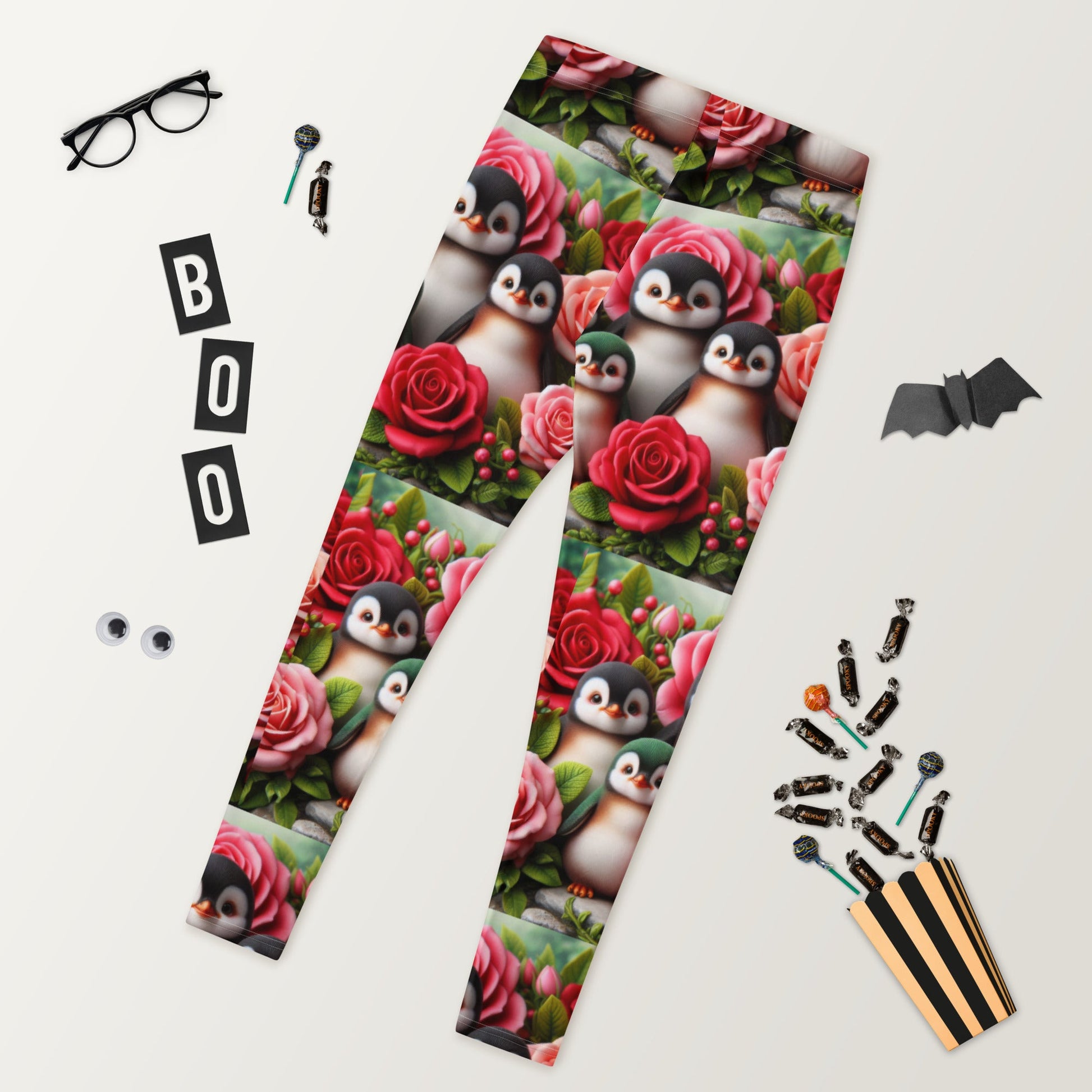Penguins and Roses Leggings - Gregg Acini Adoree Designs - Leggings
