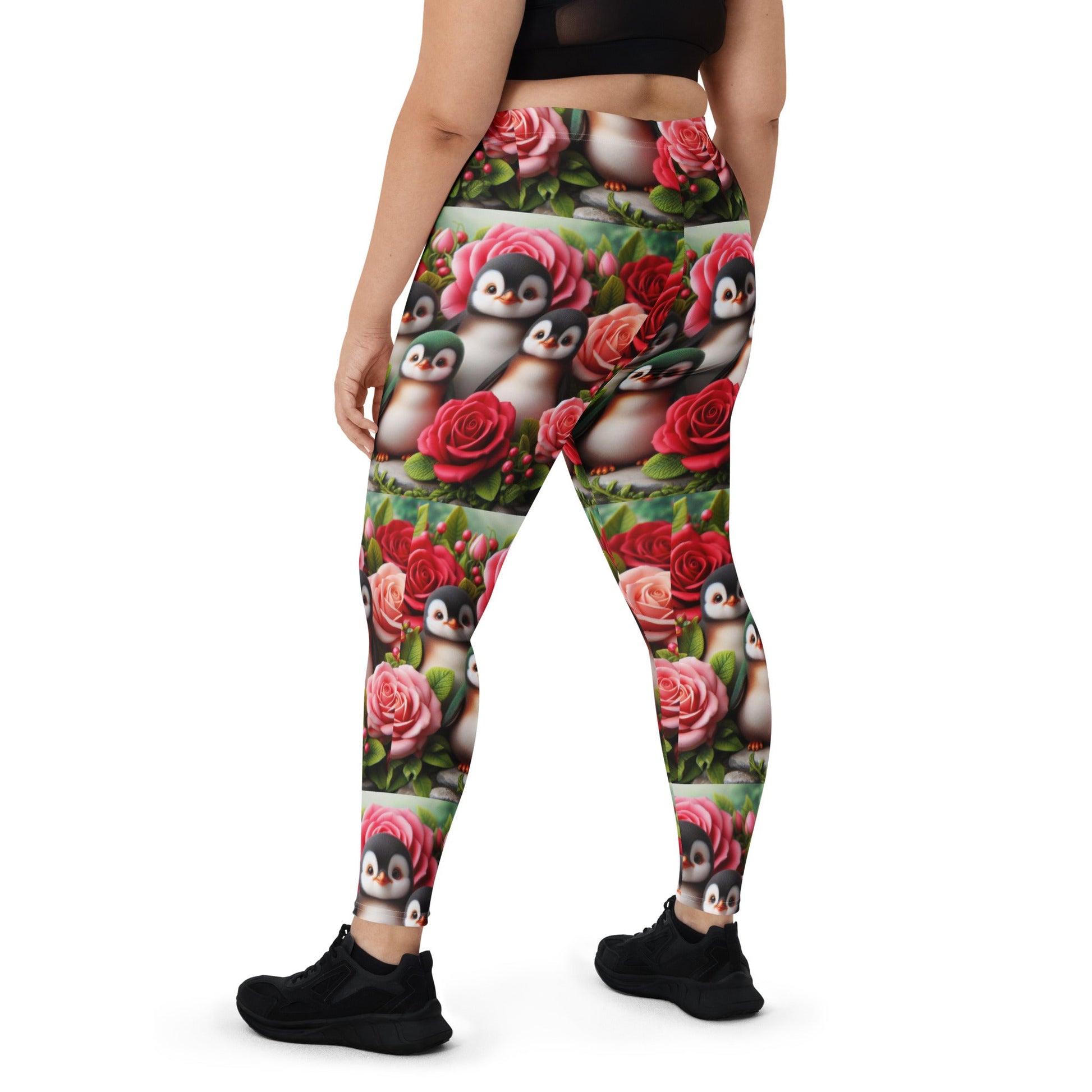 Penguins and Roses Leggings - Gregg Acini Adoree Designs - Leggings