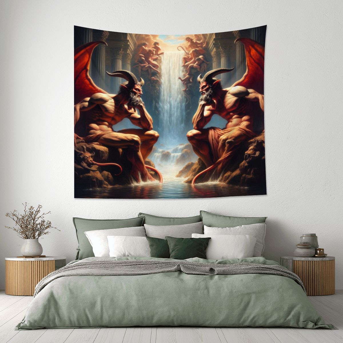 Pensive Demons Lightweight Wall Tapestry (Fabric Wall Hanging - USA) - Gregg Acini Adoree Designs - Wall Coverings
