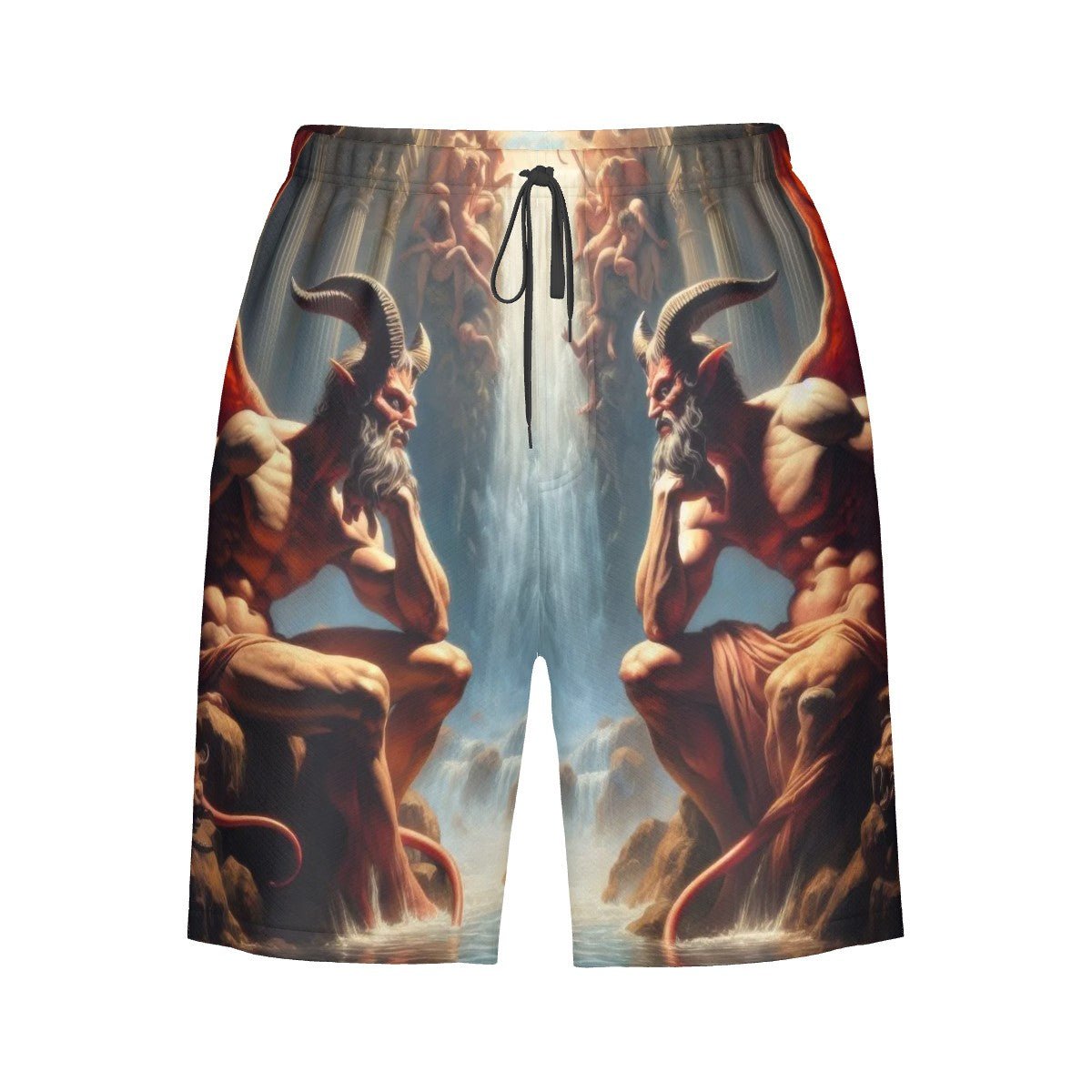 Pensive Demons Men's Beach Shorts - Gregg Acini Adoree Designs - Swimsuit