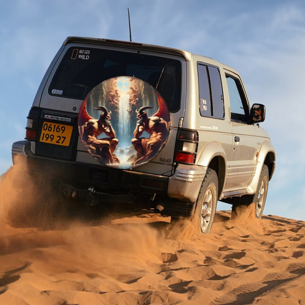 Pensive Demons - Thickened Spare Tire Cover - Gregg Acini Adoree Designs - Spare Tire Cover