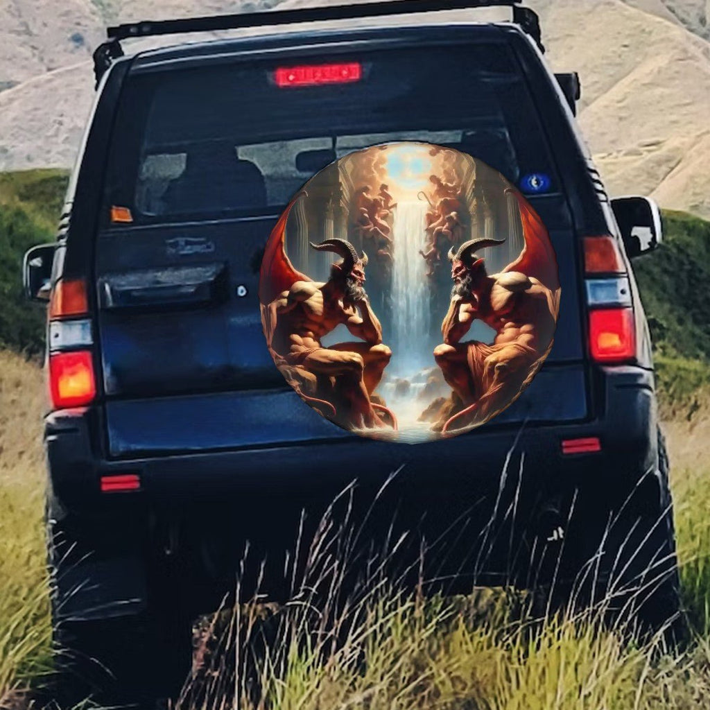 Pensive Demons - Thickened Spare Tire Cover - Gregg Acini Adoree Designs - Spare Tire Cover