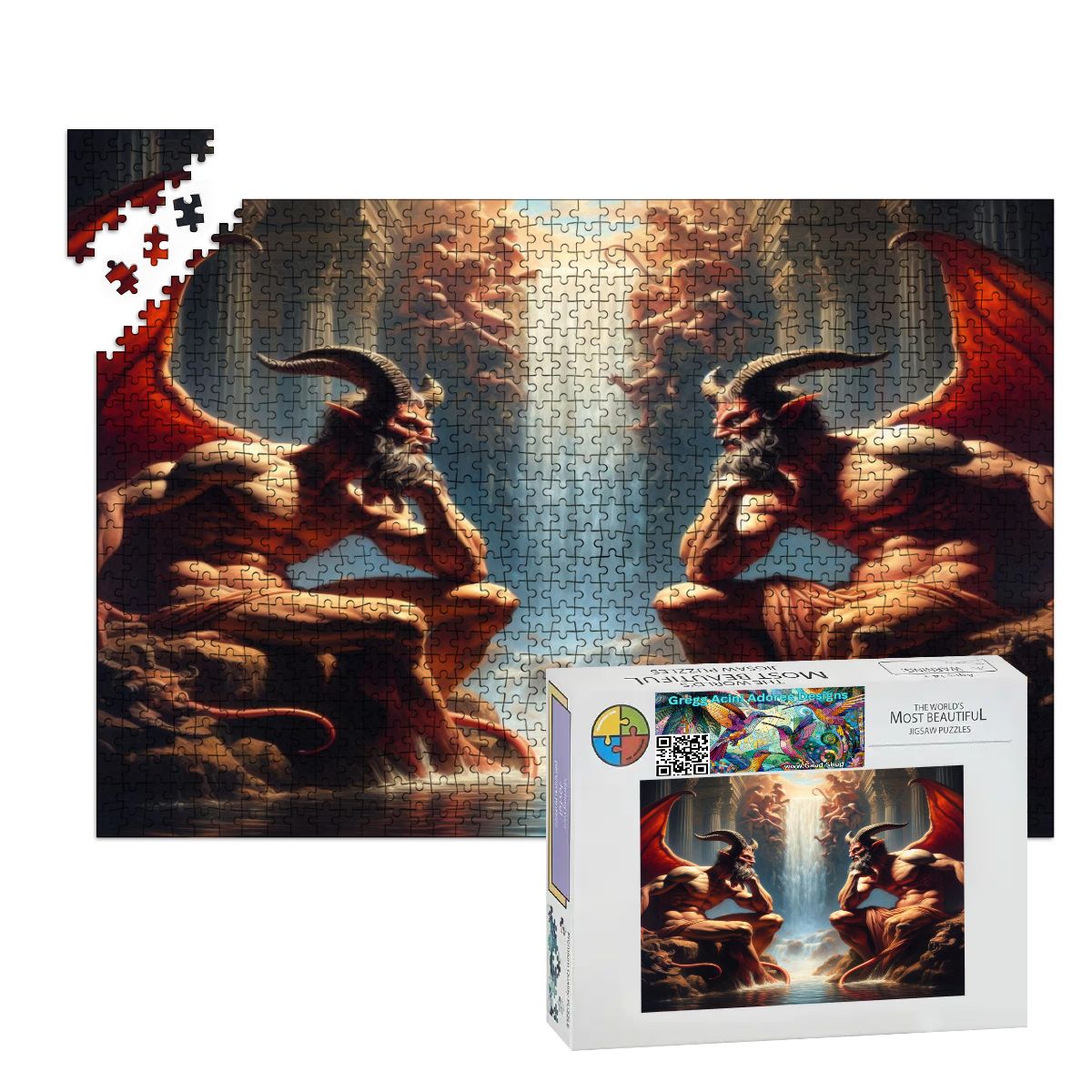 Pensive Demons Wooden Jigsaw Puzzles 1000 pcs - Gregg Acini Adoree Designs - Jigsaw Puzzle