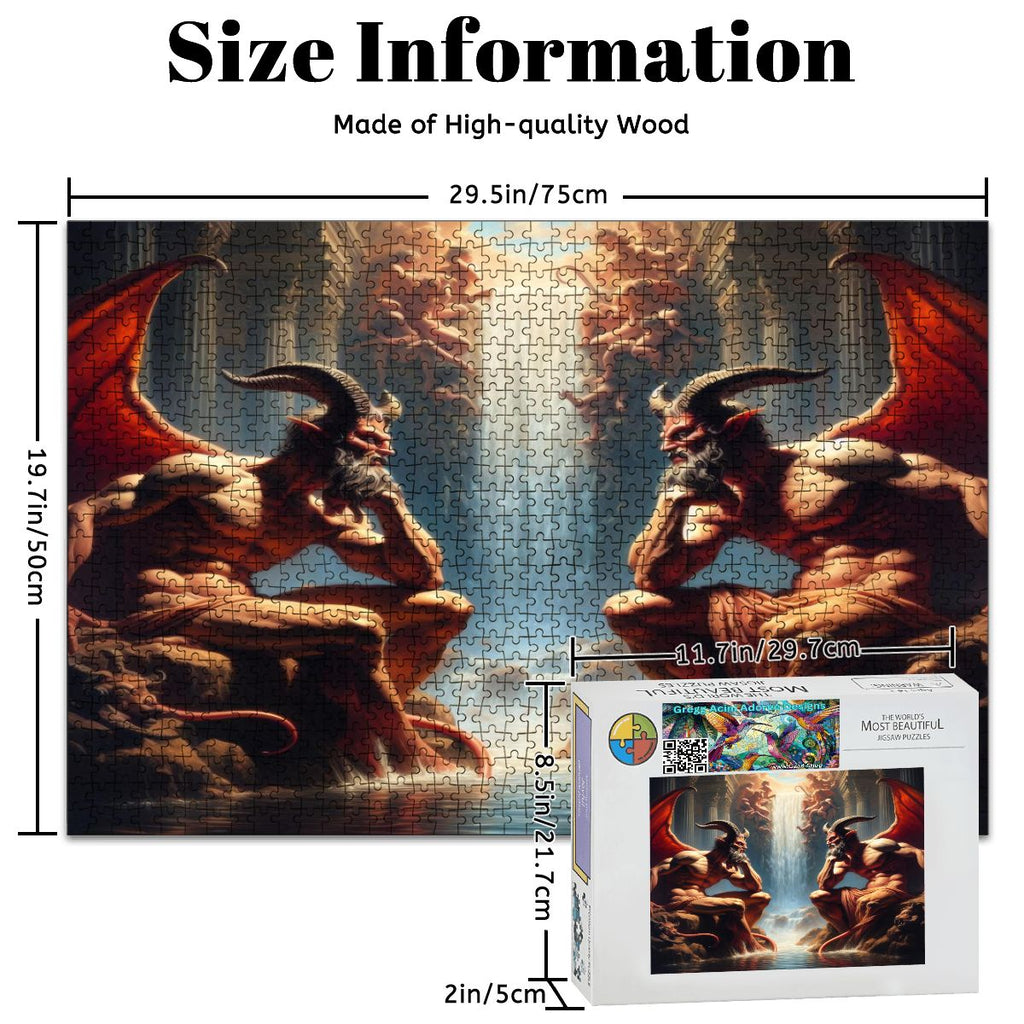 Pensive Demons Wooden Jigsaw Puzzles 1000 pcs - Gregg Acini Adoree Designs - Jigsaw Puzzle