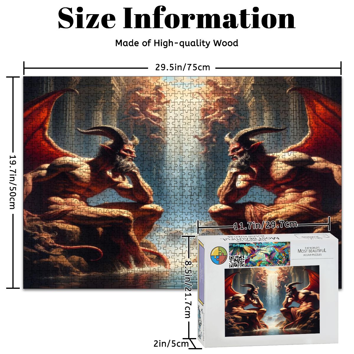 Pensive Demons Wooden Jigsaw Puzzles 1000 pcs - Gregg Acini Adoree Designs - Jigsaw Puzzle