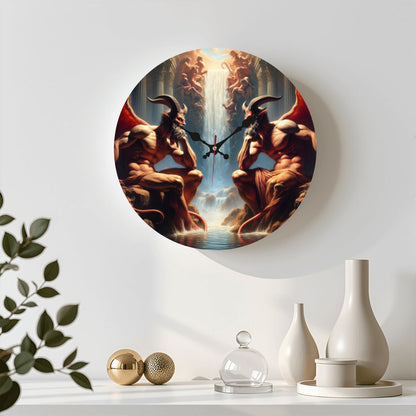 Pensive Demons Wooden Round Wall Clock 9.8"x9.8" (Made in USA) - Gregg Acini Adoree Designs - Wall Clock