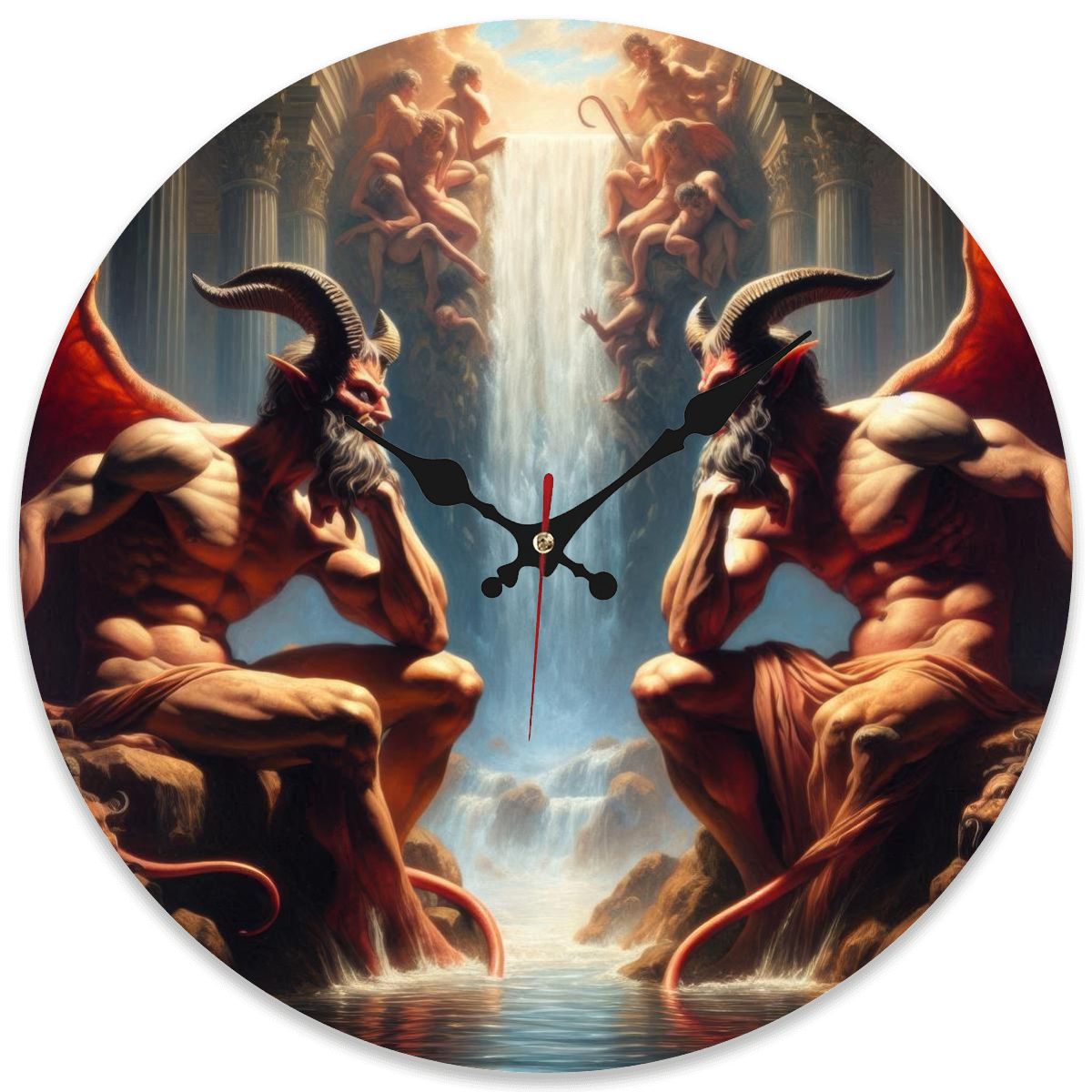 Pensive Demons Wooden Round Wall Clock 9.8"x9.8" (Made in USA) - Gregg Acini Adoree Designs - Wall Clock