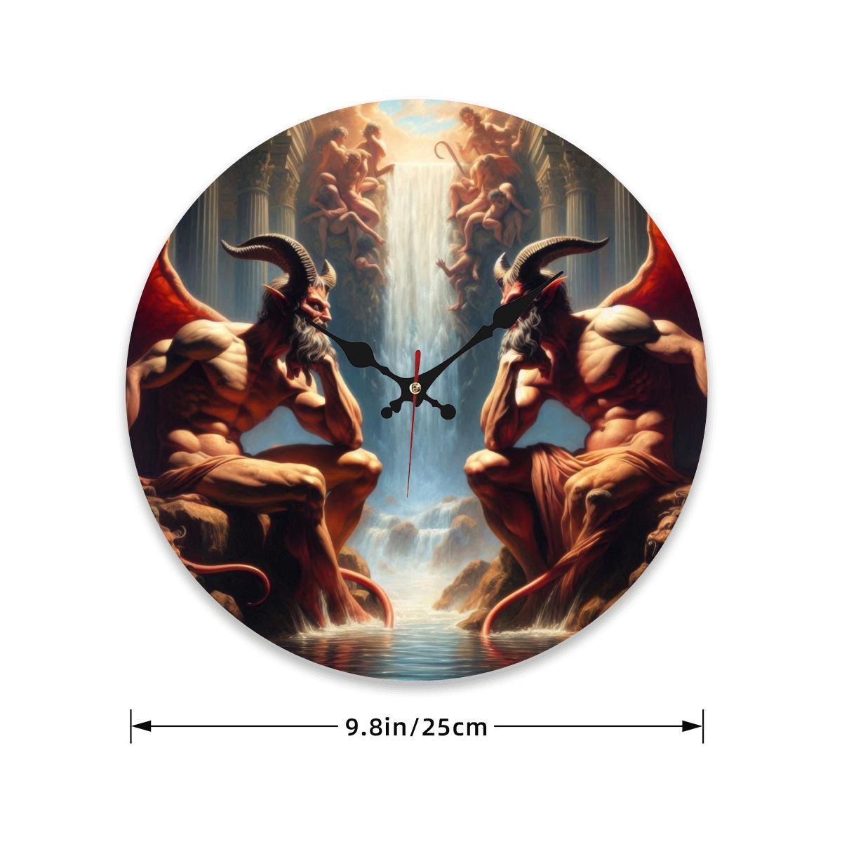 Pensive Demons Wooden Round Wall Clock 9.8"x9.8" (Made in USA) - Gregg Acini Adoree Designs - Wall Clock