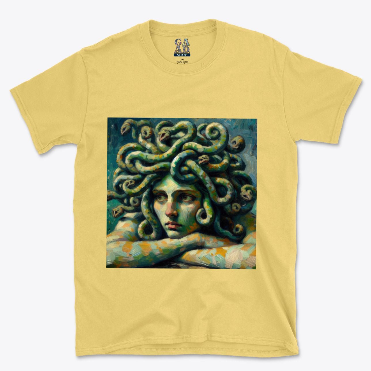 Pensive Medusa Softstyle T-Shirt | Gildan 64000 - Gregg Acini Adoree Designs - T-Shirt