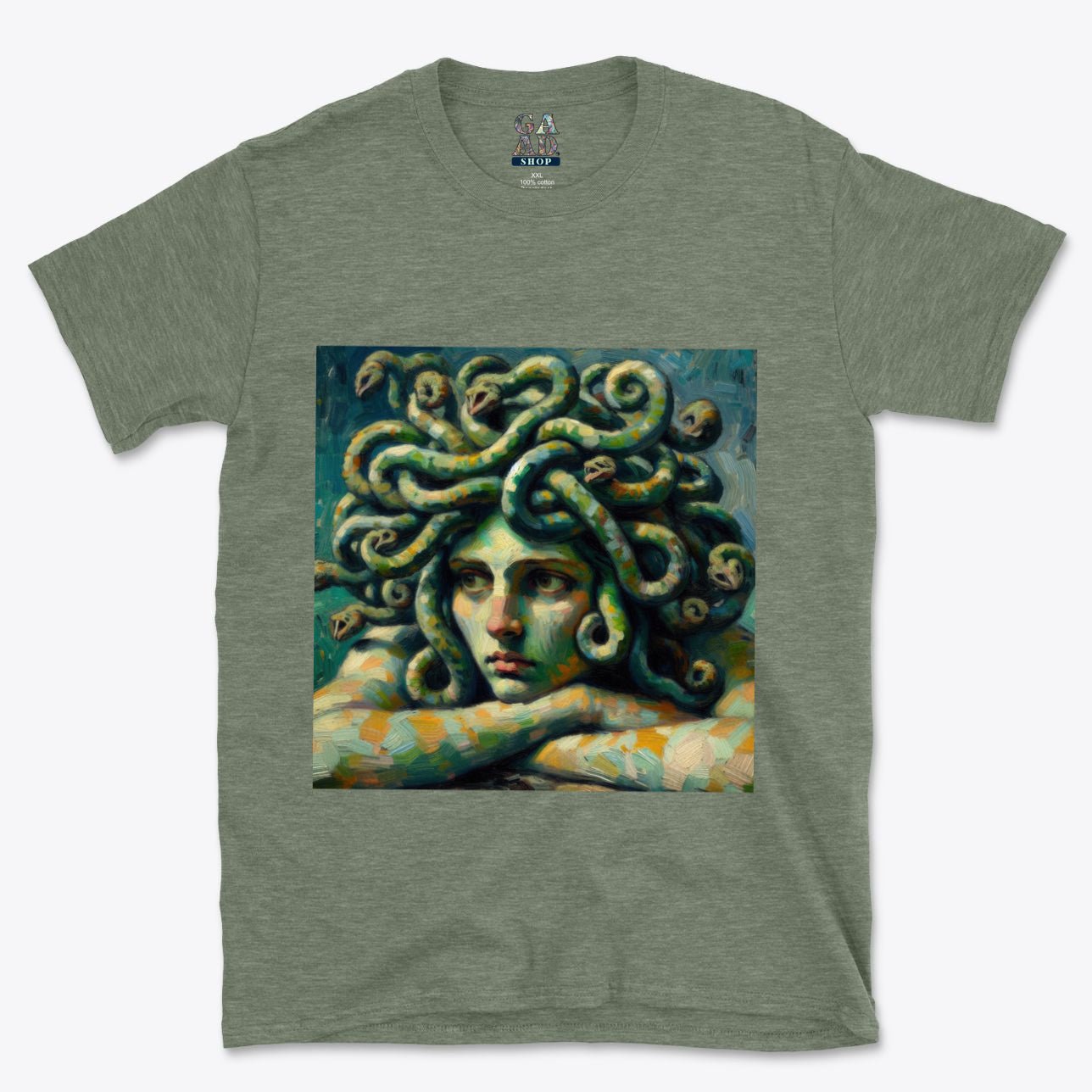 Pensive Medusa Softstyle T-Shirt | Gildan 64000 - Gregg Acini Adoree Designs - T-Shirt
