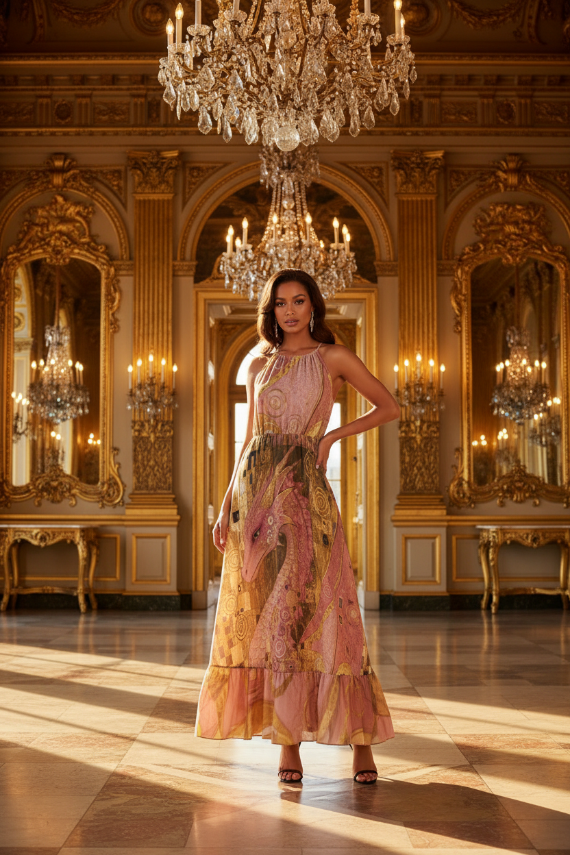 Pink Dragon Halter Maxi — Ballroom Lifestyle
