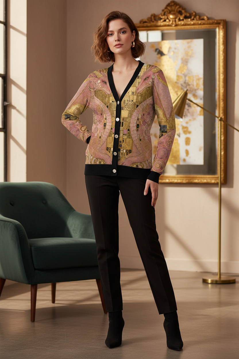 Pink Dragon Ribbed Cardigan Lifestyle