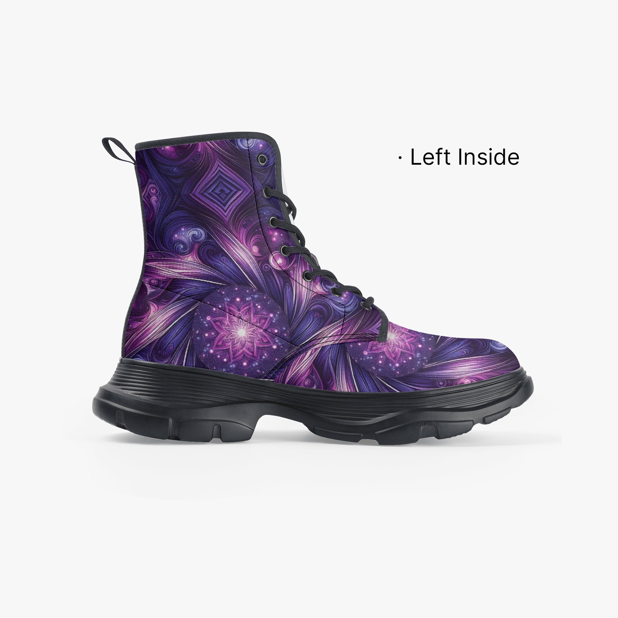 Planetary Purple Casual Leather Chunky Boots - Gregg Acini Adoree Designs - Boots