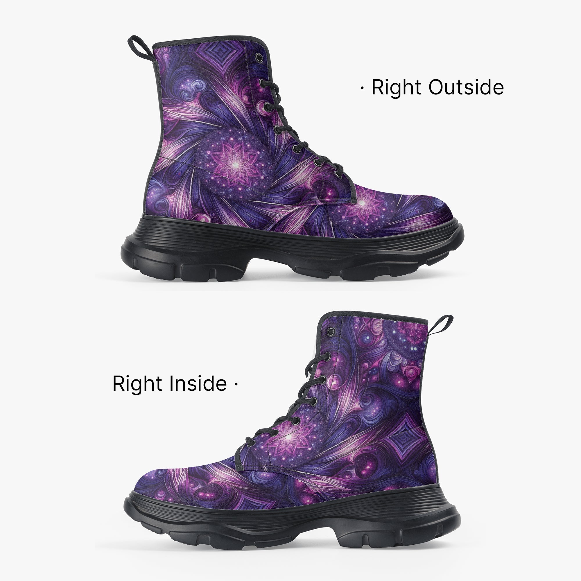 Planetary Purple Casual Leather Chunky Boots - Gregg Acini Adoree Designs - Boots