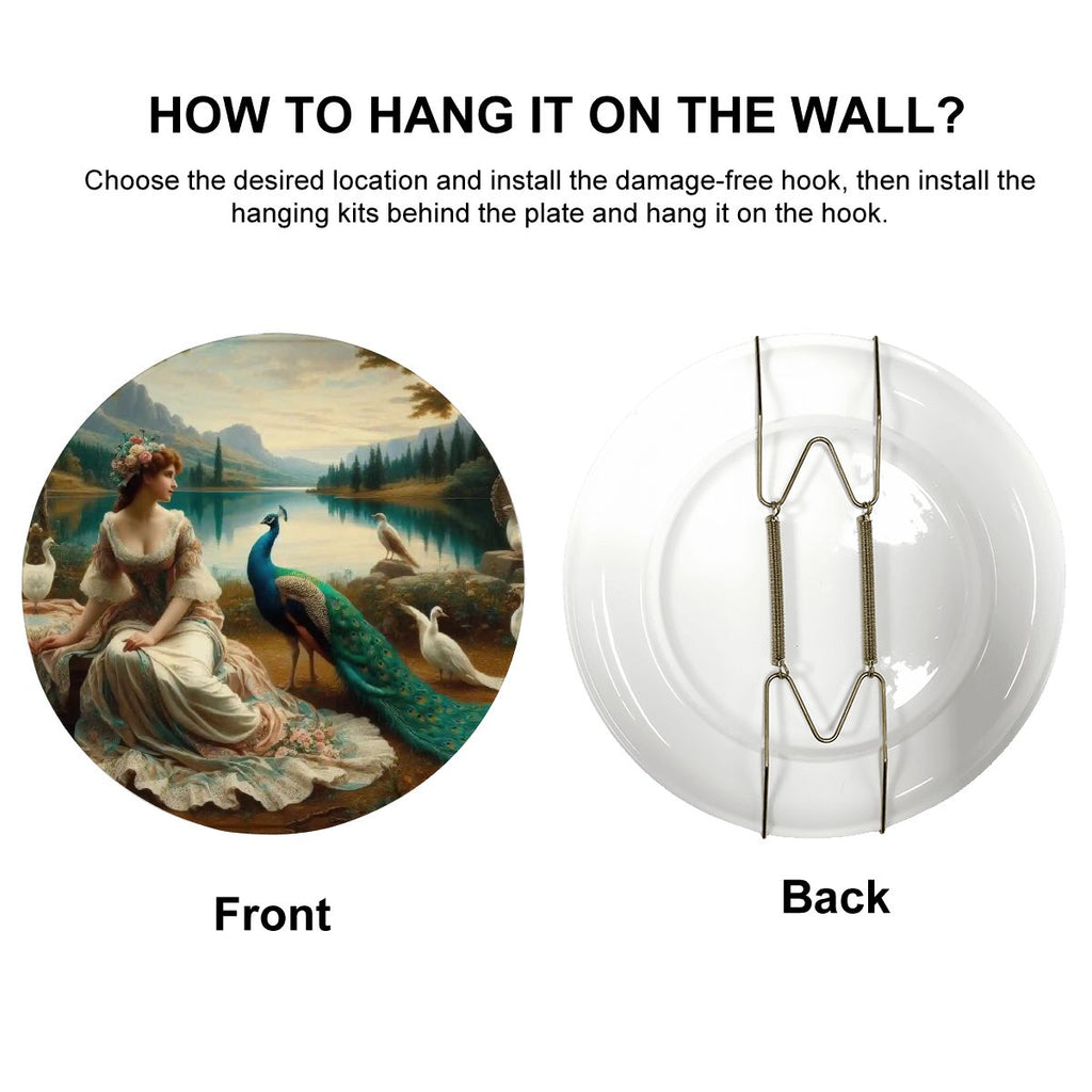 Portrait of a Lady and a Peacock Decorative Plate - Gregg Acini Adoree Designs - Decorative Plates