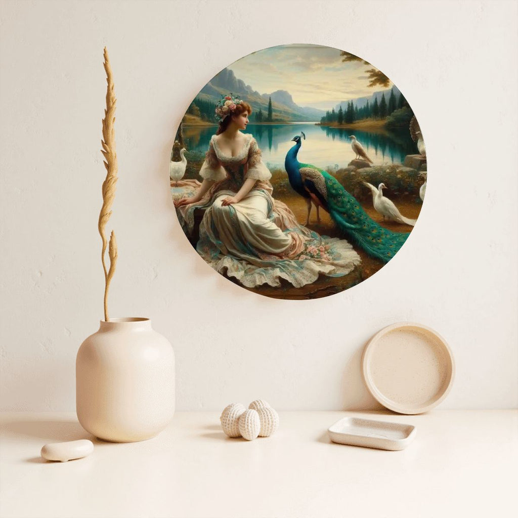 Portrait of a Lady and a Peacock Decorative Plate - Gregg Acini Adoree Designs - Decorative Plates