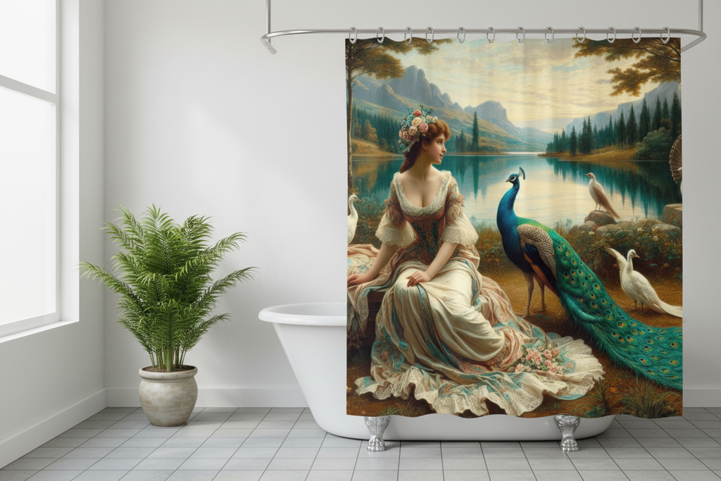 Portrait of a Lady and a Peacock Lifestyle