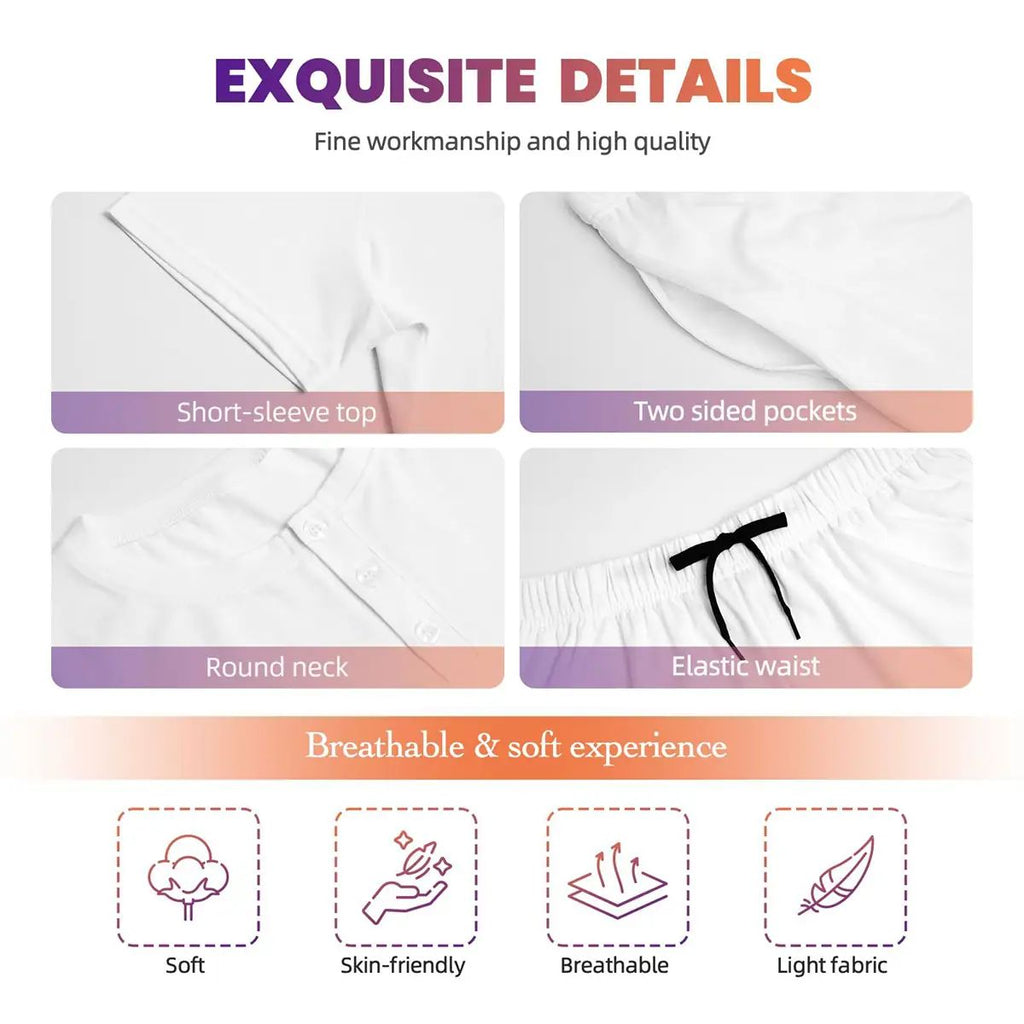 Portrait of a Lady and a Peacock Pajama Set for Women Crew Neck Short Sleeve - Gregg Acini Adoree Designs - Women's Pajamas