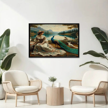 Portrait of a Lady and a Peacock Wooden Jigsaw Puzzles 1000 pcs - Gregg Acini Adoree Designs - Jigsaw Puzzle