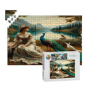 Portrait of a Lady and a Peacock Wooden Jigsaw Puzzles 1000 pcs - Gregg Acini Adoree Designs - Jigsaw Puzzle