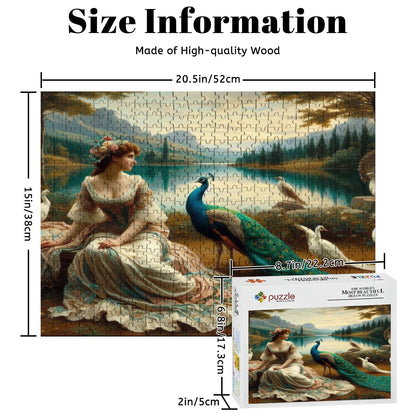 Portrait of a Lady and a Peacock Wooden Jigsaw Puzzles 500 pcs - Gregg Acini Adoree Designs - Jigsaw Puzzle