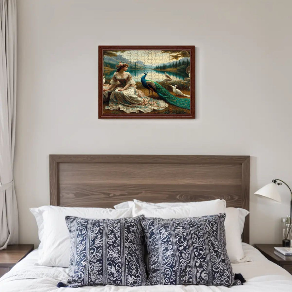 Portrait of a Lady and a Peacock Wooden Jigsaw Puzzles 500 pcs - Gregg Acini Adoree Designs - Jigsaw Puzzle