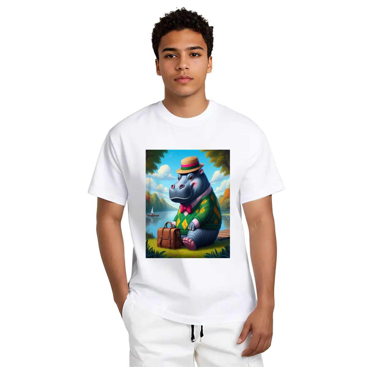 PreppopoThomas with Briefcase - Gildan 5000 Unisex Cotton Tee - Gregg Acini Adoree Designs - T-Shirt