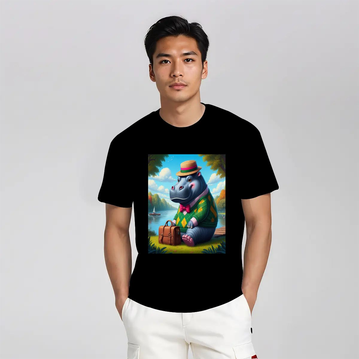 PreppopoThomas with Briefcase - Gildan 5000 Unisex Cotton Tee - Gregg Acini Adoree Designs - T-Shirt