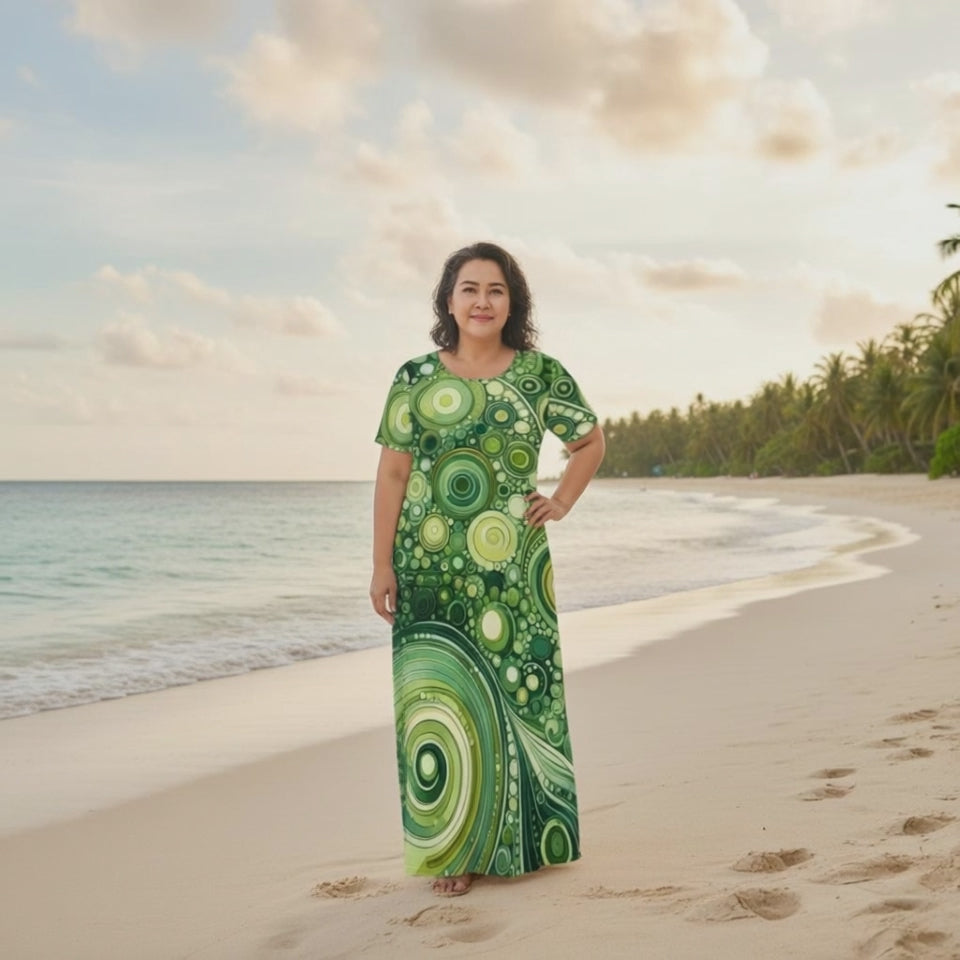Lime Dreams Crew Neck Short Sleeve Maxi Dress