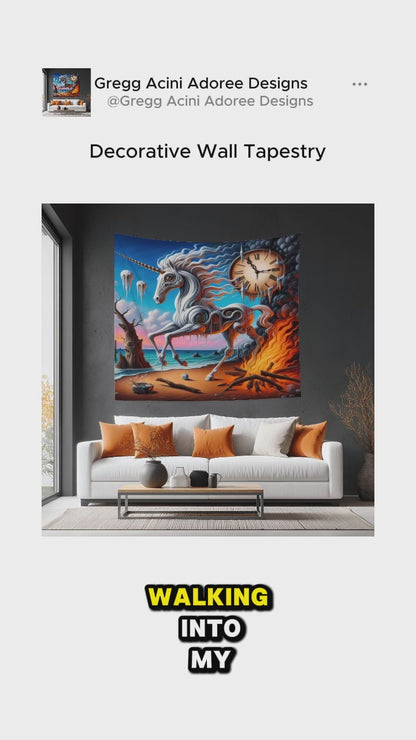 Unicorn in the style of Dali Lightweight Wall Tapestry (Fabric Wall Hanging - USA)