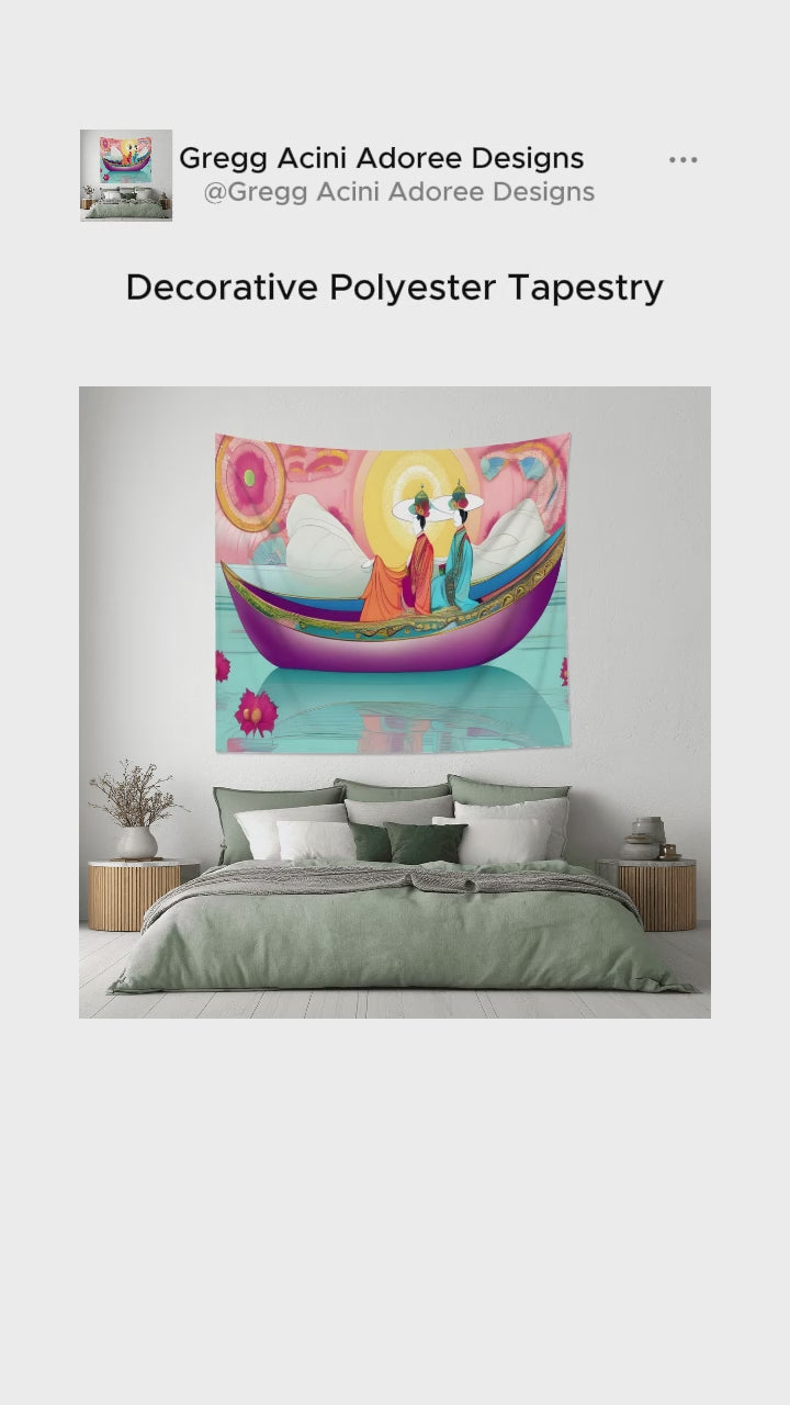 Purple Boat Lightweight Wall Tapestry (Fabric Wall Hanging - USA)