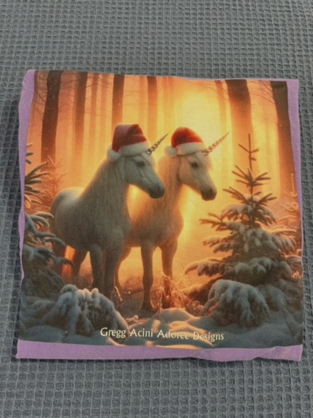 Unicorns in Winter Garment-dyed heavyweight long-sleeve shirt by Gregg Acini Adoree Designs