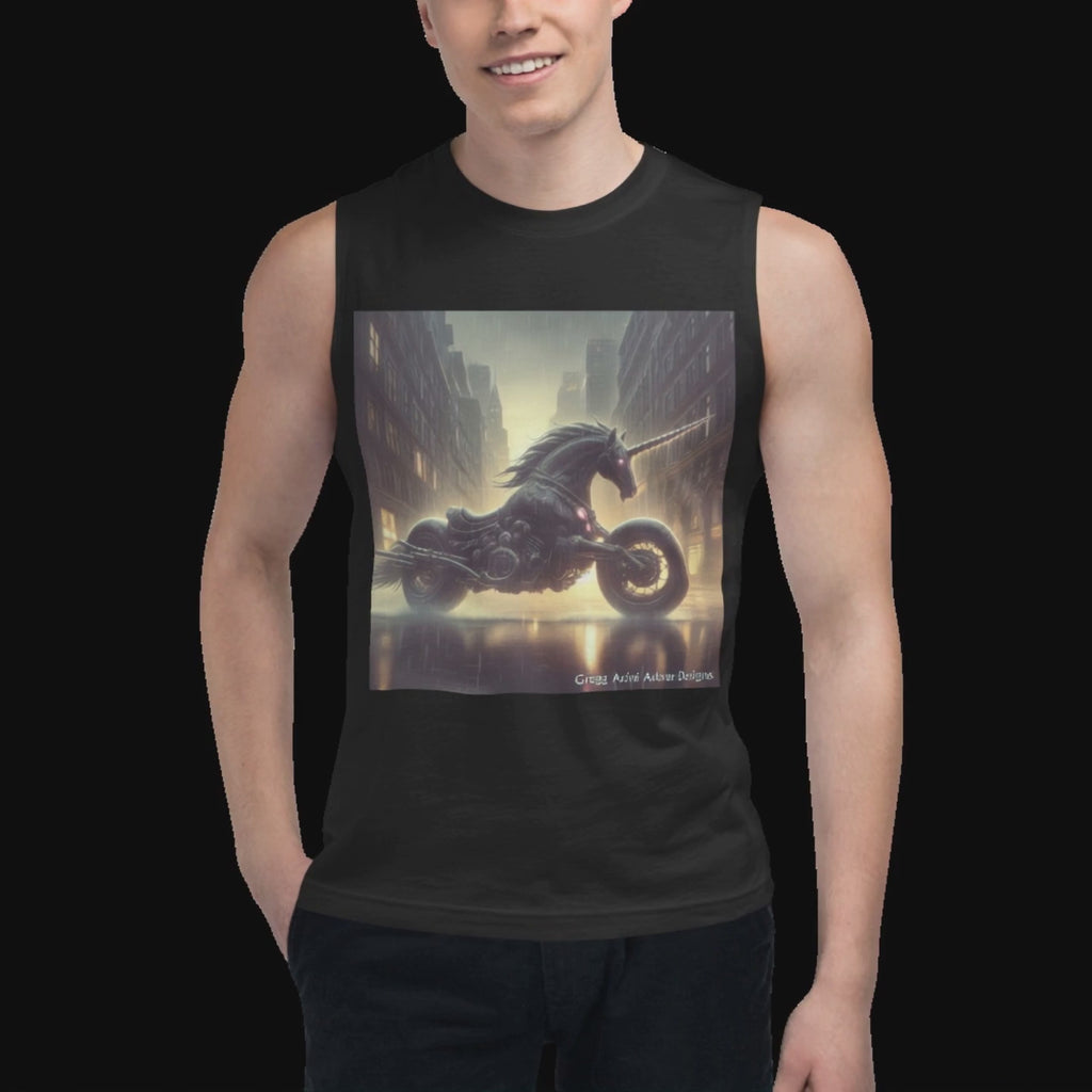 Motorcycle Unicorn Muscle Shirt by Gregg Acini Adoree Designs
