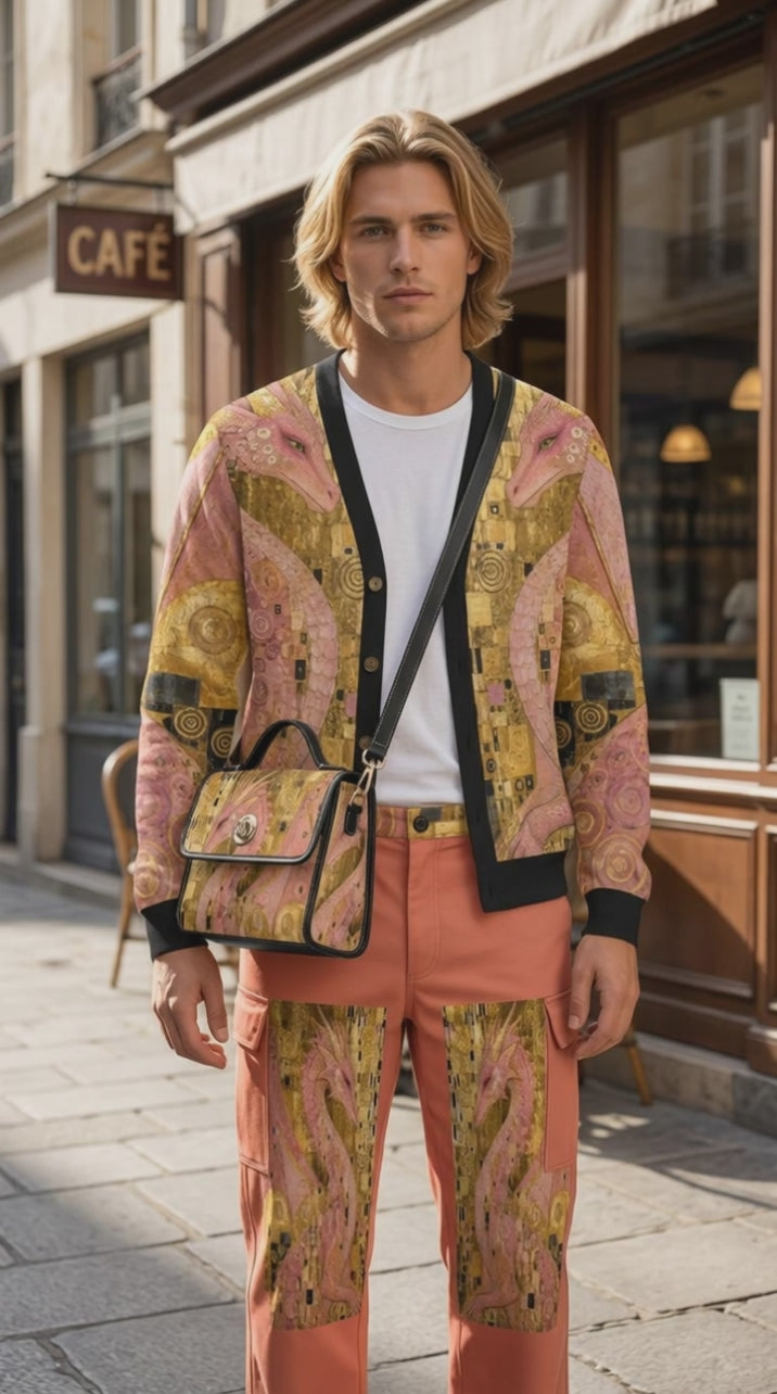 Pink Dragon Satchel Waterproof Canvas Bag