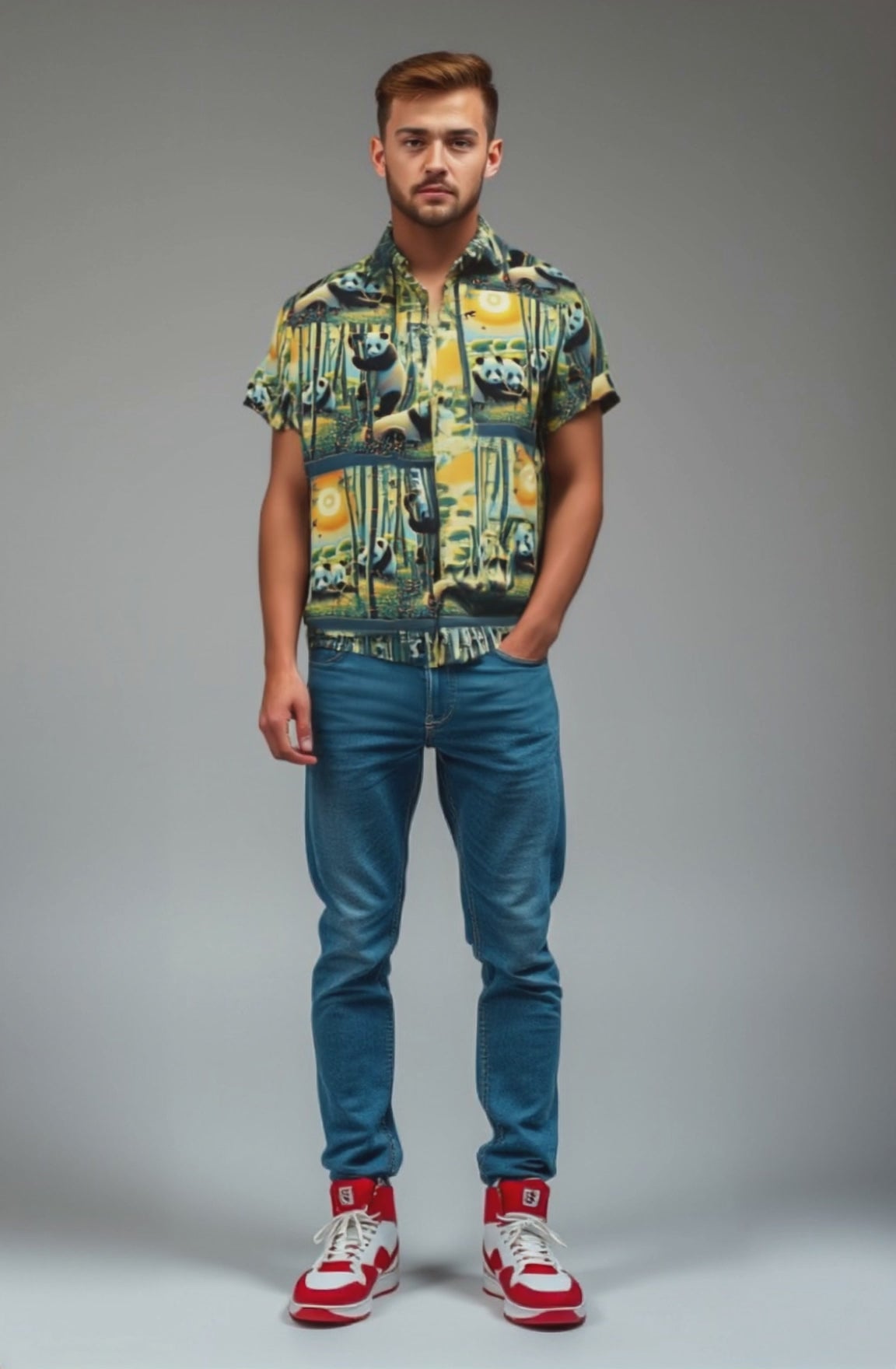 Panda Family Unisex button shirt