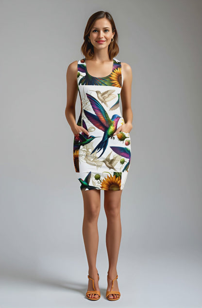 Hummingbirds and Sunflowers Bodycon dress