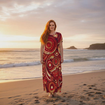 KL-Scarlet3 Crew Neck Short Sleeve Maxi Dress