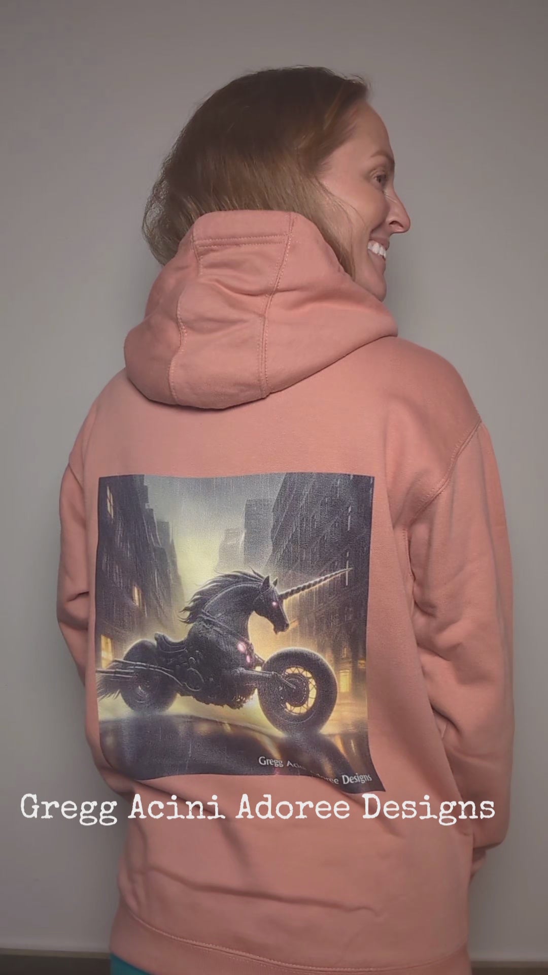 Motorcycle Unicorn Unisex Hoodie by Gregg Acini Adoree Designs