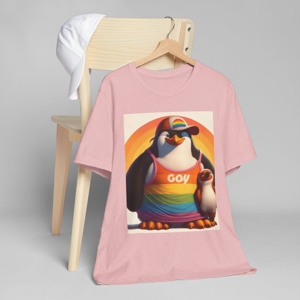 Pride Giant Penguin Unisex Jersey T-Shirt - Colorful Rainbow Graphic Tee - Gregg Acini Adoree Designs - T-Shirt