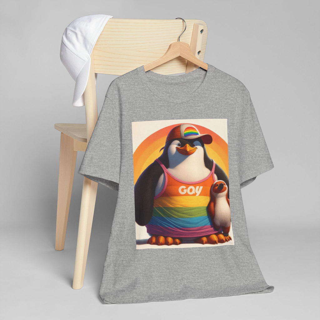 Pride Giant Penguin Unisex Jersey T-Shirt - Colorful Rainbow Graphic Tee - Gregg Acini Adoree Designs - T-Shirt