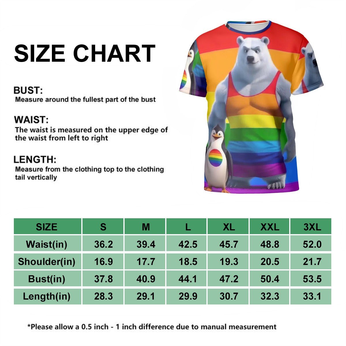 Proud Bear and Penguin Short - Sleeve T-Shirt - Gregg Acini Adoree Designs - T-shirts