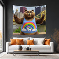 Proud Bear in the City Lightweight Wall Tapestry (Fabric Wall Hanging - USA) - Gregg Acini Adoree Designs - Wall Coverings