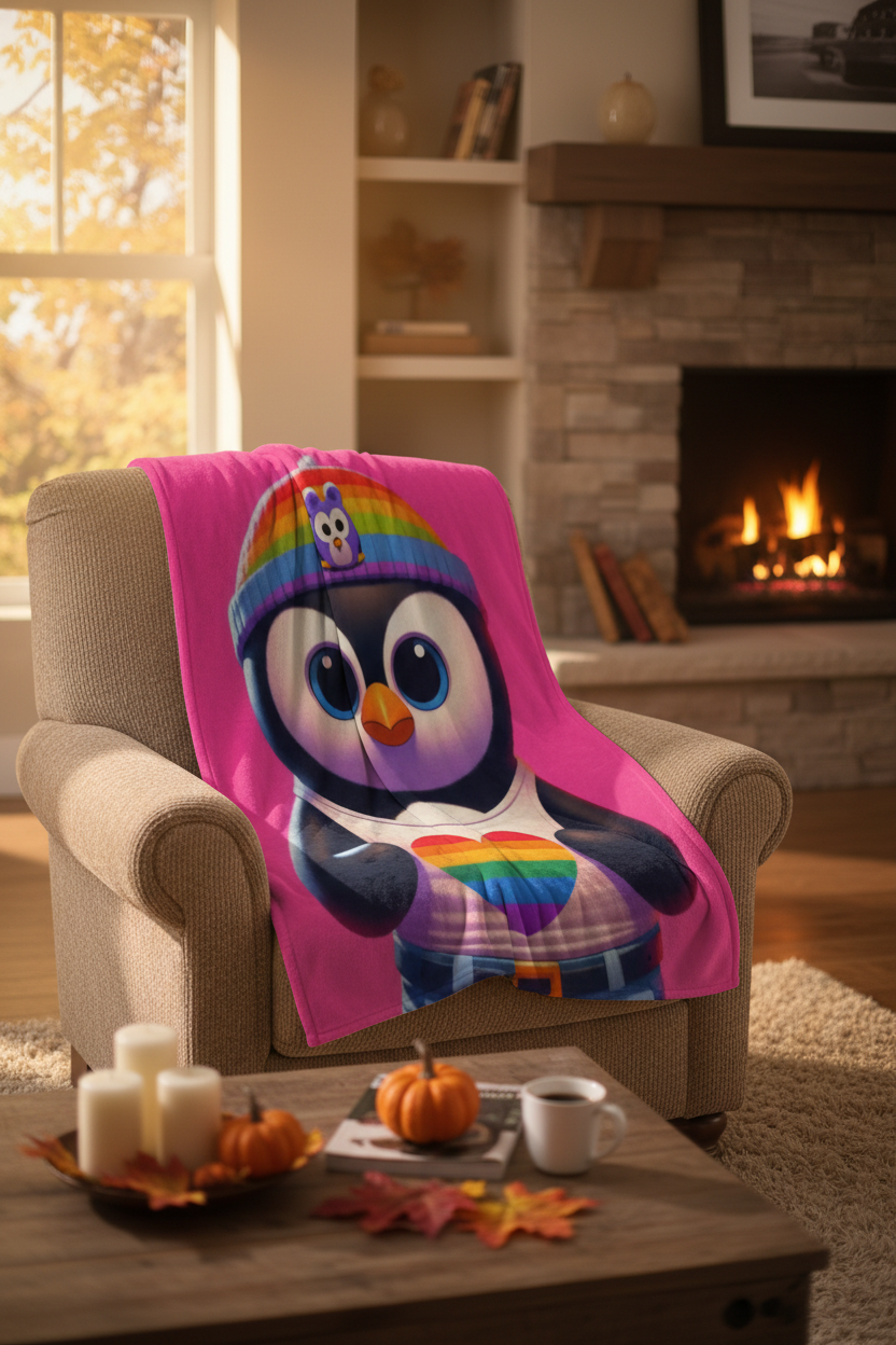Proud Luz the Penguin Blanket Lifestyle