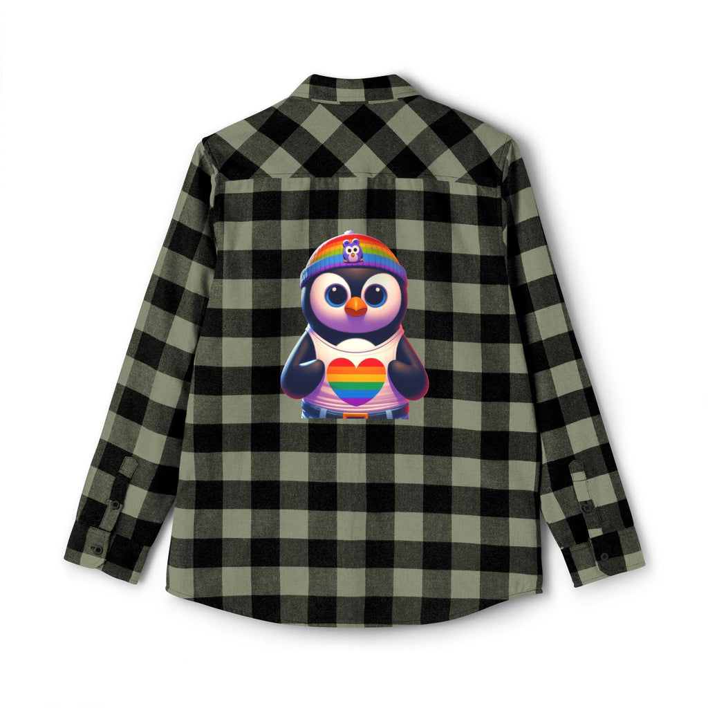 Proud Luz the Penguin Cozy Unisex Flannel Shirt - Gregg Acini Adoree Designs - Long - sleeve