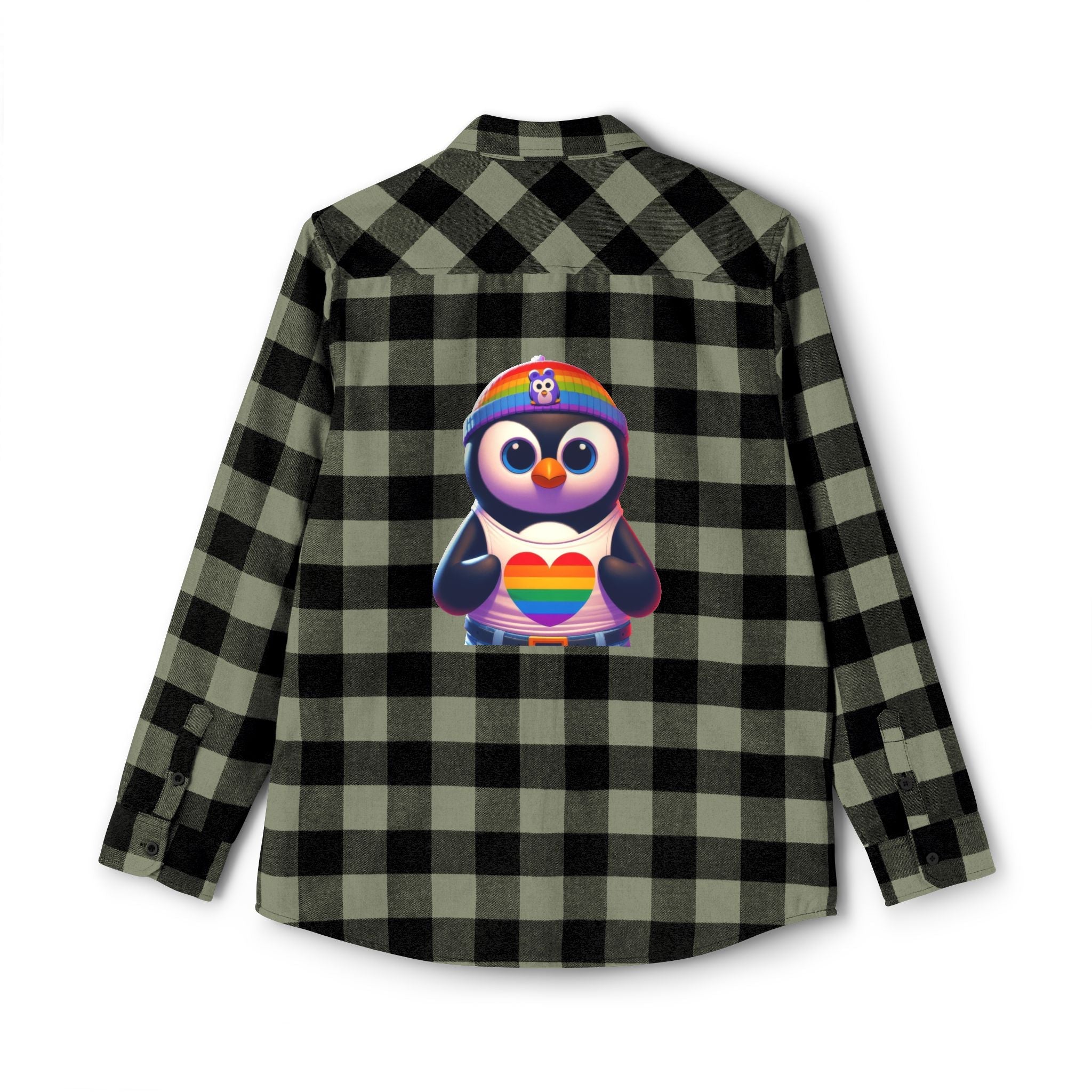 Proud Luz the Penguin Cozy Unisex Flannel Shirt - Gregg Acini Adoree Designs - Long - sleeve