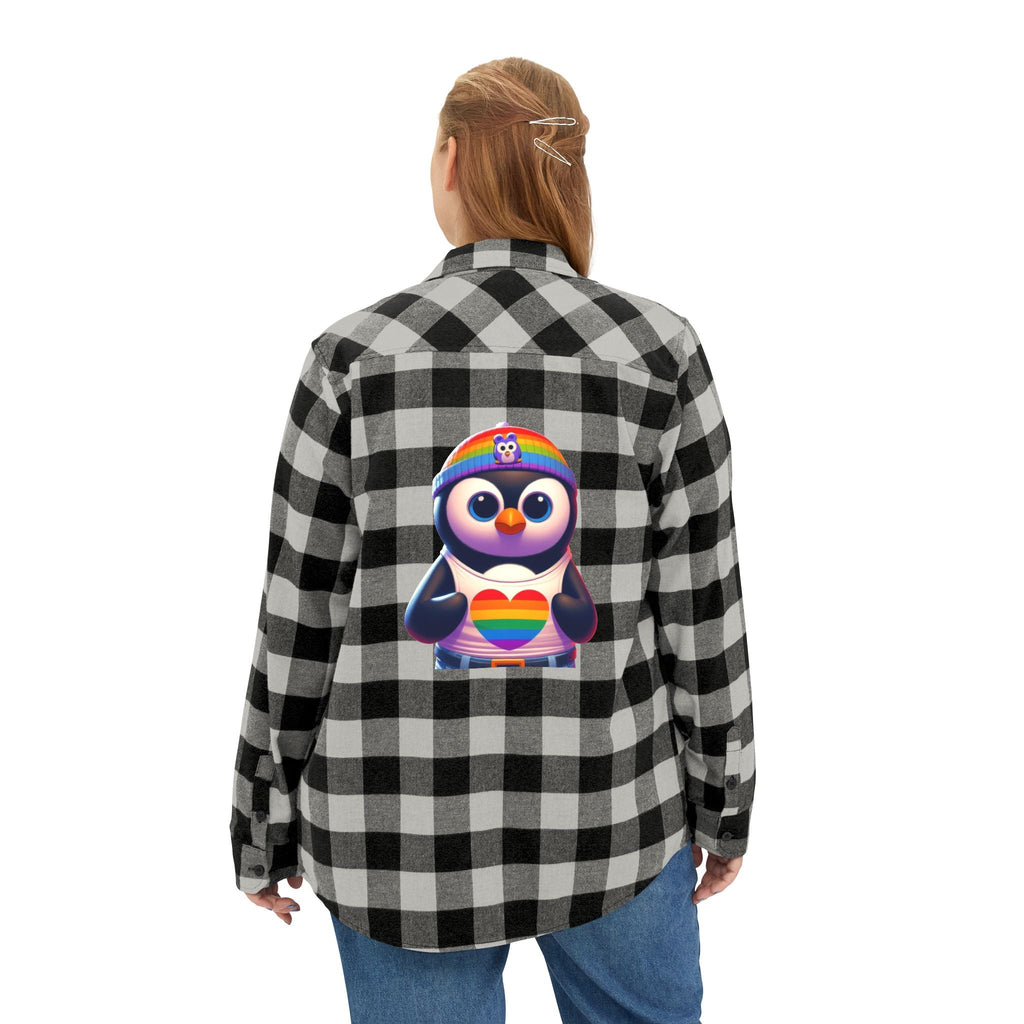 Proud Luz the Penguin Cozy Unisex Flannel Shirt - Gregg Acini Adoree Designs - Long - sleeve